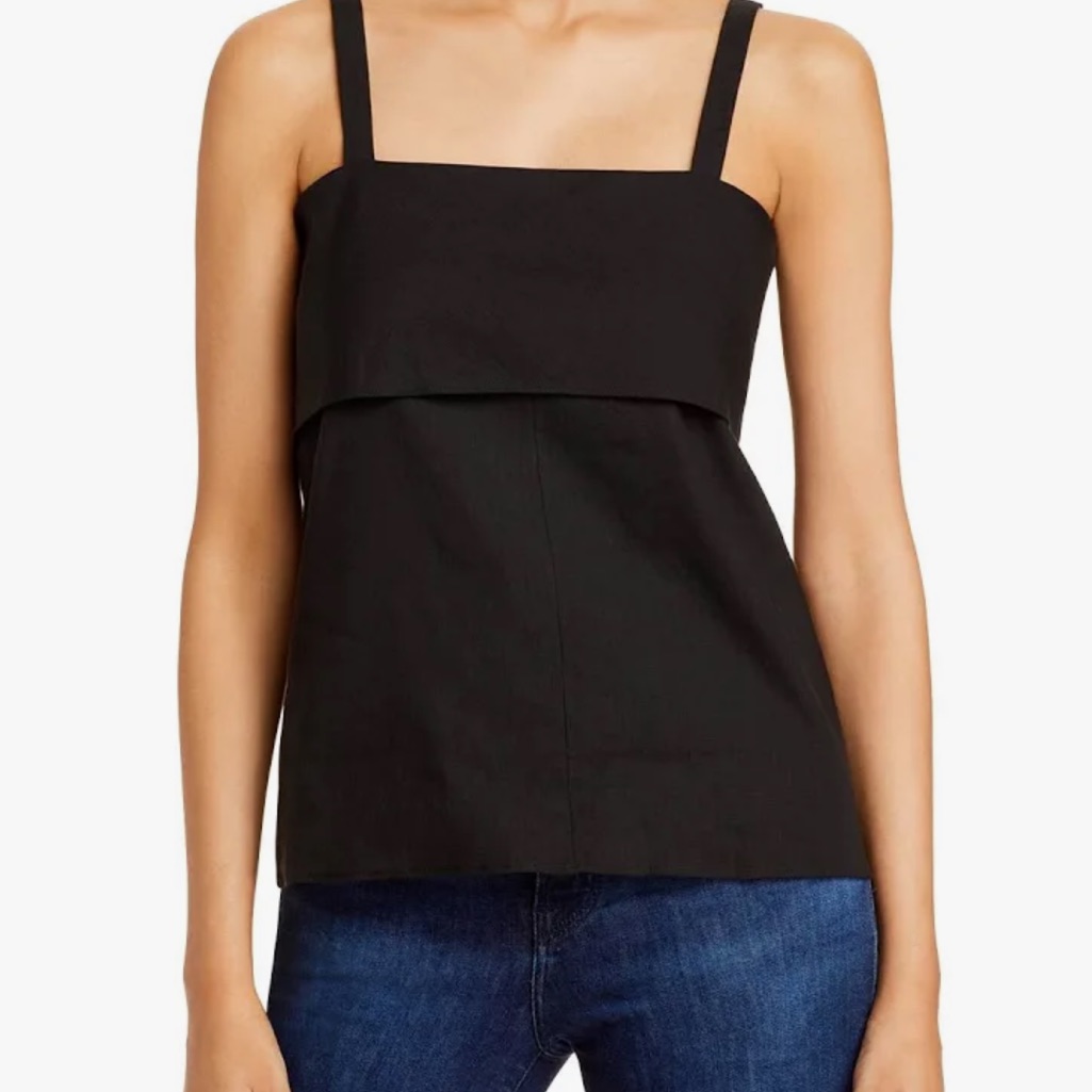 Theory Square Neck Linen Tie-Back Top